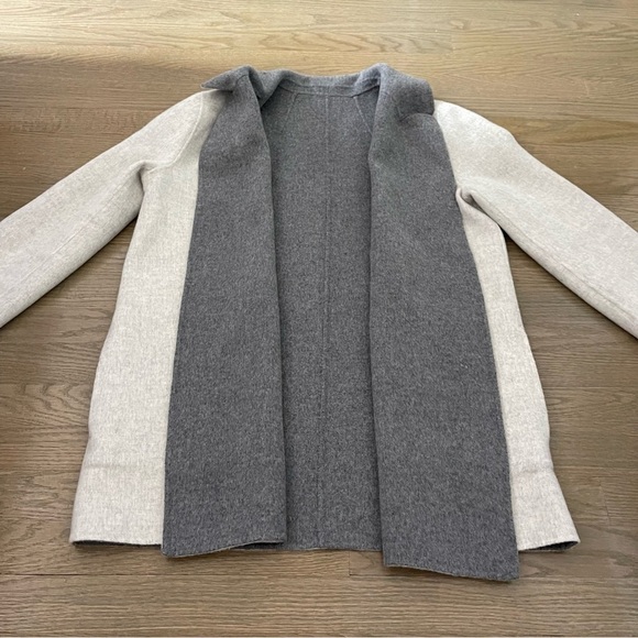 Theory Cashmere Wool Sileena Winsome Reversible Coat Gray Jacket Size Large - Picture 3 of 12